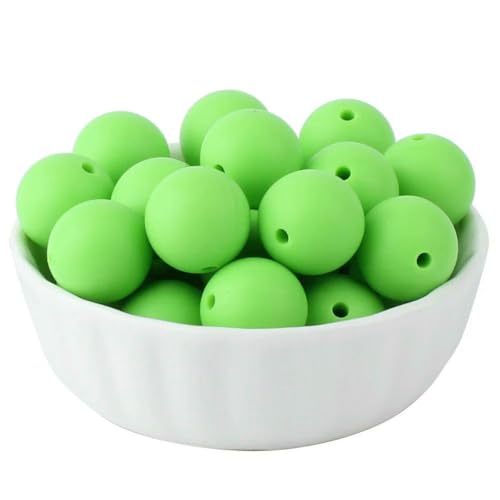 20/50/100 Stück 15 mm Perlen, runde lose Perlen für DIY-Schlüsselanhänger, Schmuckherstellung, Halskette, Armband, Perlenstift, Farbzubehör, Hellgrün, 20 Stück von LNHBZ