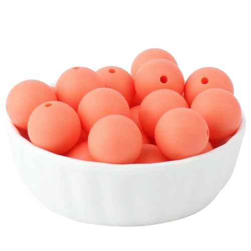 20/50/100 Stück 15 mm Perlen, runde lose Perlen für DIY-Schlüsselanhänger, Schmuckherstellung, Halskette, Armband, Perlenstift, Farbzubehör, Lachsorange, 100 Stück von LNHBZ