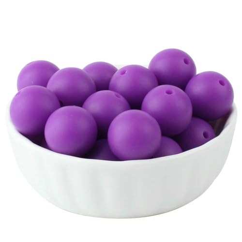 20/50/100 Stück 15 mm Perlen, runde lose Perlen für DIY-Schlüsselanhänger, Schmuckherstellung, Halskette, Armband, Perlenstift, Farbzubehör, Lavendel, 100 Stück von LNHBZ