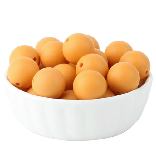 20/50/100 Stück 15 mm Perlen, runde lose Perlen für DIY-Schlüsselanhänger, Schmuckherstellung, Halskette, Armband, Perlenstift, Farbzubehör, Mango, 100 Stück von LNHBZ