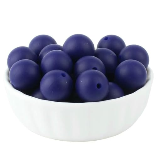 20/50/100 Stück 15 mm Perlen, runde lose Perlen für DIY-Schlüsselanhänger, Schmuckherstellung, Halskette, Armband, Perlenstift, Farbzubehör, Marineblau, 100 Stück von LNHBZ