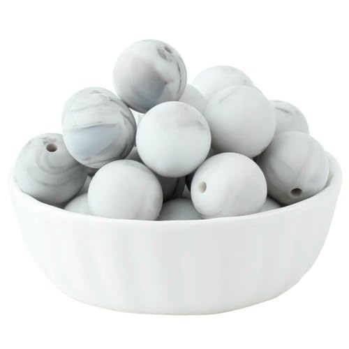 20/50/100 Stück 15 mm Perlen, runde lose Perlen für DIY-Schlüsselanhänger, Schmuckherstellung, Halskette, Armband, Perlenstift, Farbzubehör, Marmor, 100 Stück von LNHBZ