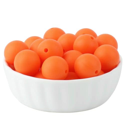 20/50/100 Stück 15 mm Perlen, runde lose Perlen für DIY-Schlüsselanhänger, Schmuckherstellung, Halskette, Armband, Perlenstift, Farbzubehör, Orange, 100 Stück von LNHBZ