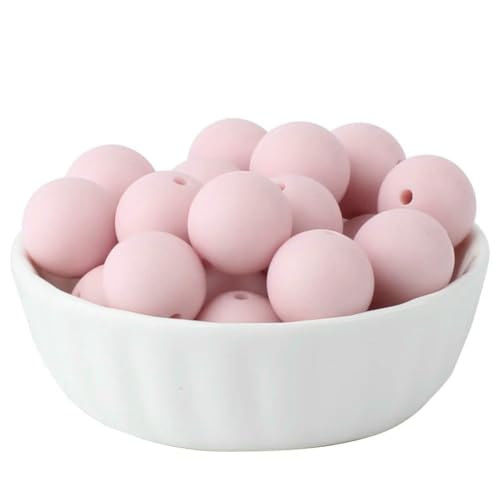 20/50/100 Stück 15 mm Perlen, runde lose Perlen für DIY-Schlüsselanhänger, Schmuckherstellung, Halskette, Armband, Perlenstift, Farbzubehör, Quarzrosa, 100 Stück von LNHBZ