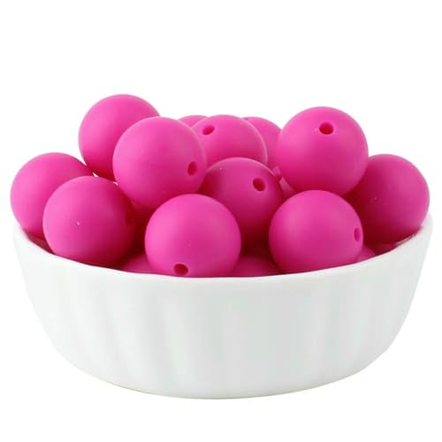 20/50/100 Stück 15 mm Perlen, runde lose Perlen für DIY-Schlüsselanhänger, Schmuckherstellung, Halskette, Armband, Perlenstift, Farbzubehör, Violettrot, 100 Stück von LNHBZ