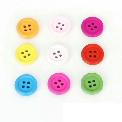 20–100 Stück/Los, vier Löcher, 15/20/25/30 mm, gemischte Farbe, rund, Holz, flache Rückseite, DIY, Holzknöpfe, Nähen, Basteln, Scrapbooking, 15 mm von LNHBZ