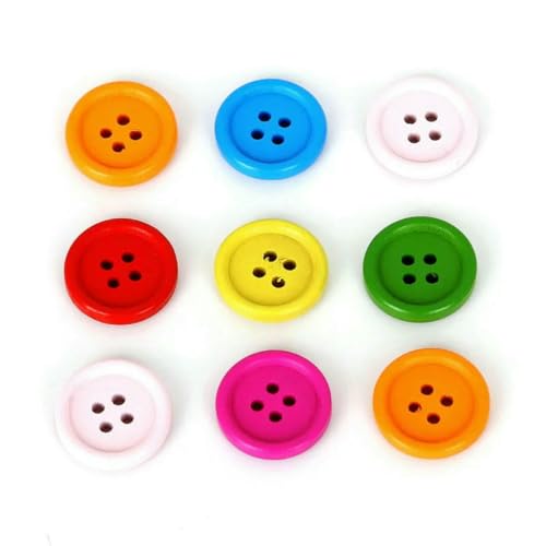 20–100 Stück/Los, vier Löcher, 15/20/25/30 mm, gemischte Farbe, rund, Holz, flache Rückseite, DIY, Holzknöpfe, Nähen, Basteln, Scrapbooking, 20 mm von LNHBZ