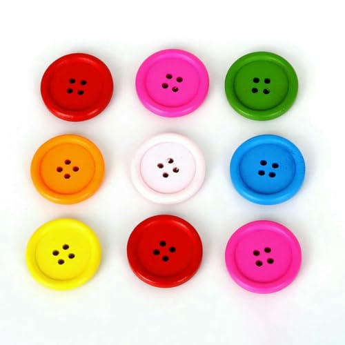 20–100 Stück/Los, vier Löcher, 15/20/25/30 mm, gemischte Farbe, rund, Holz, flache Rückseite, DIY, Holzknöpfe, Nähen, Basteln, Scrapbooking, 25 mm von LNHBZ