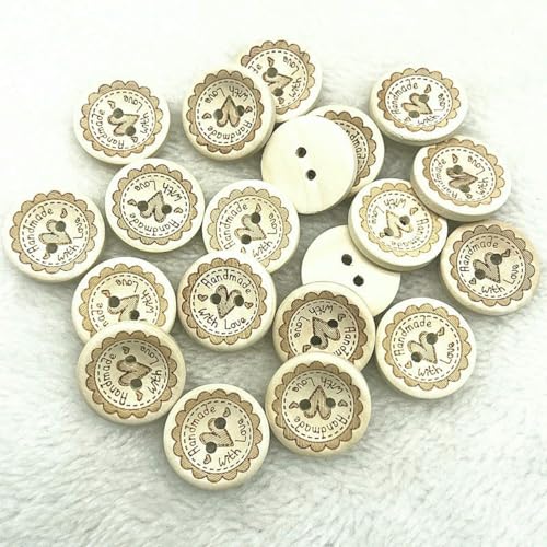 20 Stück/Los 20 mm Naturholzknöpfe, runder Knopf, monogrammiert, für Hochzeitsdekoration, Nähzubehör-05 von LNHBZ