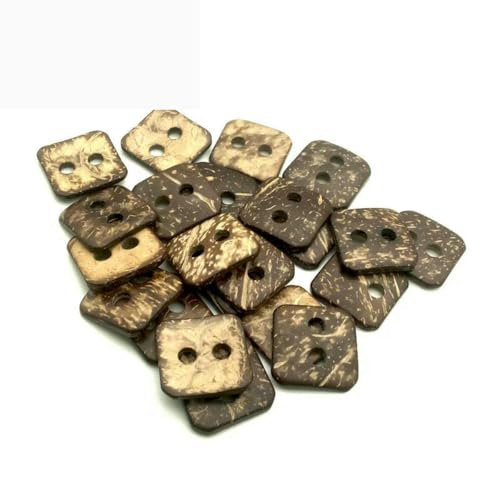 20 Stück 25 x 25 mm quadratische Kokosnussschalenknöpfe mit 2 Löchern, runde Holzknöpfe zum Nähen von Kleidung, Scrapbooking, Basteln, Heimdekoration, SC168-25 x von LNHBZ