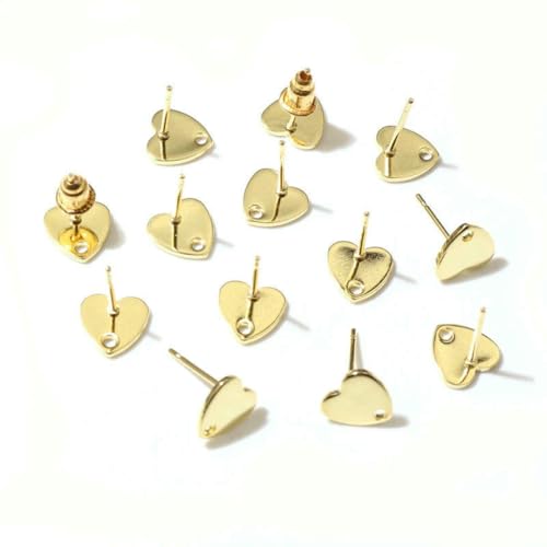 20 Stück 8 mm Herz 316 Edelstahl vergoldete Stiftbeschläge Ohrstecker mit Lochverbinder für DIY Schmuckherstellung Zubehör-Edelstahl Gold von LNHBZ