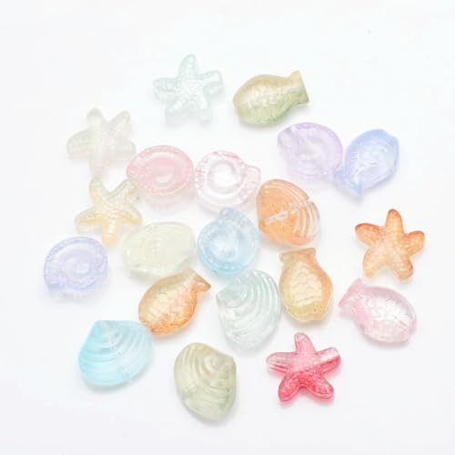 20 Stück gemischte Form Seestern Muschel Fisch Schnecke Kristallglas lose Anhänger Perlen DIY Herstellung Armband Halskette Schmuck Zubehör-00HunSe 20 Stück gemischte Form Seestern Muschel Fisch Schnecke Kristallglas lose Anhänger Perlen DIY Herstellung Armband Halskette Schmuck Zubehör-00HunSe von LNHBZ