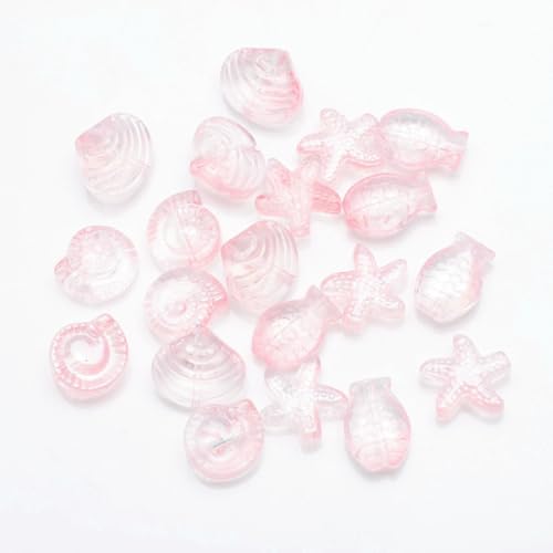 20 Stück gemischte Form Seestern Muschel Fisch Schnecke Kristallglas lose Anhänger Perlen DIY Herstellung Armband Halskette Schmuck Zubehör-01Fen von LNHBZ