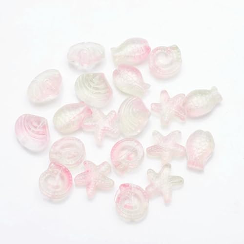 20 Stück gemischte Form Seestern Muschel Fisch Schnecke Kristallglas lose Anhänger Perlen DIY Herstellung Armband Halskette Schmuck Zubehör-03FenLv von LNHBZ
