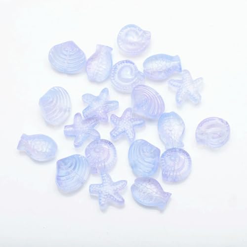 20 Stück gemischte Form Seestern Muschel Fisch Schnecke Kristallglas lose Anhänger Perlen DIY Herstellung Armband Halskette Schmuck Zubehör-08LanZi von LNHBZ