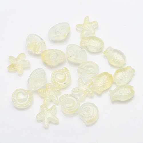 20 Stück gemischte Form Seestern Muschel Fisch Schnecke Kristallglas lose Anhänger Perlen DIY Herstellung Armband Halskette Schmuck Zubehör-10Huang von LNHBZ