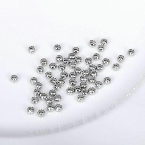 200 Stück/Los 14 Karat/18 Karat vergoldete Quetschperlen, Messingmetall 2 mm/2,5 mm/3,0 mm Stopper-Endperlen für die Schmuckherstellung DIY-Schmuckzubehör-rhodiniert-2 mm-200 Stück von LNHBZ