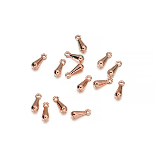 200 Stück/Los 2 x 7 3 x 9 mm Goldkupfer-Wassertropfen-Endperlen für DIY-Verlängerungskette, Anhänger, Schmuckherstellung, Zubehör, Roségold, 2 x 7 mm von LNHBZ