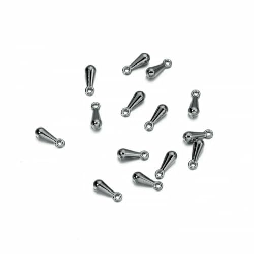 200 Stück/Los 2 x 7 3 x 9 mm Goldkupfer-Wassertropfen-Endperlen für DIY-Verlängerungskette, Anhänger, Schmuckherstellung, Zubehör – Gun Black – 2 x 7 mm von LNHBZ