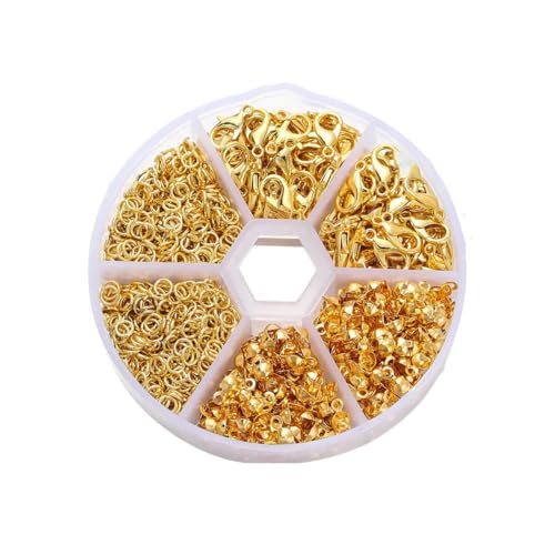 210–400 Stück/Box, Schmuckherstellungs-Sets mit Karabinerverschluss, offene Biegeringe, End-Quetschperlen, Box, handgefertigte DIY-Armband-Halsketten-Befunde, Stil 01 von LNHBZ
