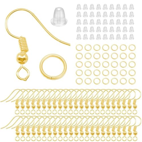 210–400 Stück/Box Schmuckherstellungs-Kits mit Karabinerverschluss, offene Biegeringe, End-Crimps, Perlenbox, handgefertigte DIY-Armband-Halsketten-Befunde, Gold von LNHBZ