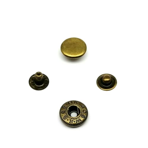 25 Sets 10 mm 12,5 mm 15 mm #633 655 831 201 Metall-Druckknopf-Druckknopf für Ledertasche, Kleidung, Jacke, Mantel, Reparaturwerkzeug, Antikmessing 633 von LNHBZ