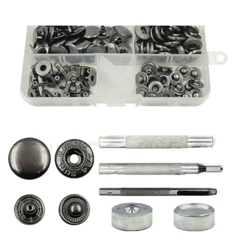25 Sets Metall-Druckknöpfe mit Druckknöpfen und 4 Installationswerkzeug-Kits, Lederhandwerk für Kleidung, Kleidersäcke, Schuhe – 25 Sets Gunblack – 20 mm (831) von LNHBZ