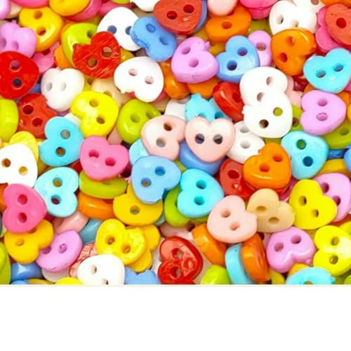 250 Stück 6 mm gemischte Mini-Knöpfe in Herz-/Blumen-/Stern-/Dreiecks-/Quadratform für Puppen, Stofftiere, Kleidung, Nähen, Puppenherstellungszubehör – Herz-Mix von LNHBZ