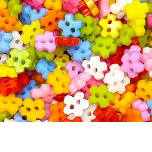 250 Stück 6 mm gemischte Mini-Knöpfe in Herz-/Blumen-/Stern-/Dreiecks-/Quadratform für Puppen, Stofftiere, Kleidung, Nähen, Puppenherstellungszubehör – Schneeflocken-Mix von LNHBZ
