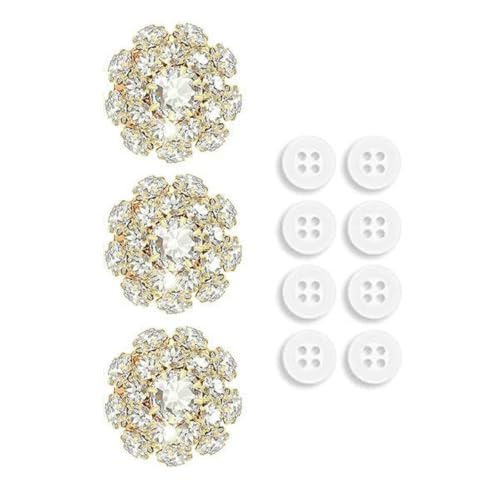 3 Stück Strass-Knopfabdeckungen mit 8 Stück Nähknöpfen, Kristallknöpfe, zum Anklipsen, Knopfschmuck, Damen, zum Nähen, DIY, Basteln, Dekorieren, Gold 3 Stück Strass-Knopfabdeckungen mit 8 Stück Nähknöpfen, Kristallknöpfe, zum Anklipsen, Knopfschmuck, Damen, zum Nähen, DIY, Basteln, Dekorieren, Gold von LNHBZ