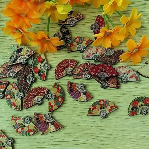30/50 Stück/Paket, Großhandel, Cartoon-Holzknöpfe mit flacher Rückseite, zum Basteln, Scrapbooking, Nähen, Basteln, L-1-Stil 14, 50 Stück von LNHBZ