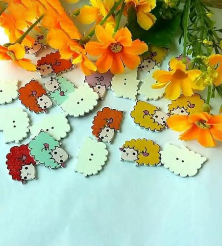 30/50 Stück/Paket, Großhandel, Cartoon-Holzknöpfe mit flacher Rückseite, zum Basteln, Scrapbooking, Nähen, Basteln, L-1-Stil 24, 50 Stück von LNHBZ