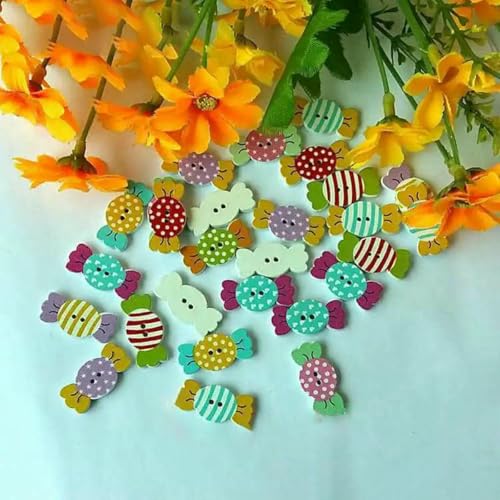 30/50 Stück/Paket, Großhandel, Cartoon-Holzknöpfe mit flacher Rückseite, zum Basteln, Scrapbooking, Nähen, Basteln, L-1-Stil 25, 50 Stück von LNHBZ