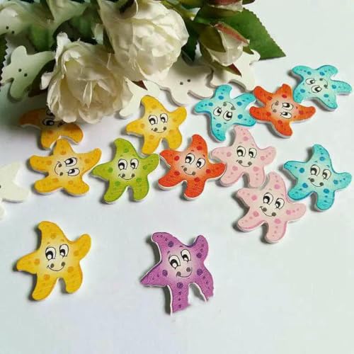 30/50 Stück/Paket, Großhandel, Cartoon-Holzknöpfe mit flacher Rückseite, zum Basteln, Scrapbooking, Nähen, Basteln, L-1-Stil 35, 50 Stück von LNHBZ