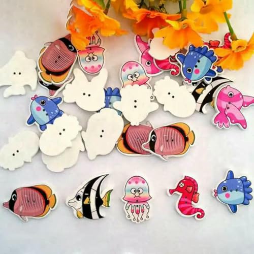 30/50 Stück/Paket, Großhandel, Cartoon-Holzknöpfe mit flacher Rückseite, zum Basteln, Scrapbooking, Nähen, Basteln, L-1-Stil 5, 40 Stück von LNHBZ