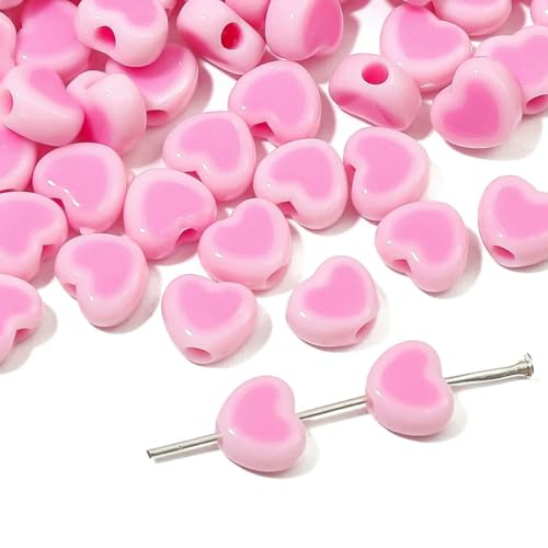 30 Stück Liebesherz-Acrylperlen, lose Abstandsperlen für DIY-Armbänder, Halsketten, Schmuckherstellung, Handarbeitszubehör, Rosa, 8 x 7 mm, 30 Stück 30 Stück Liebesherz-Acrylperlen, lose Abstandsperlen für DIY-Armbänder, Halsketten, Schmuckherstellung, Handarbeitszubehör, Rosa, 8 x 7 mm, 30 Stück von LNHBZ
