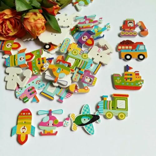 30 Stück gemischte Stil Kinderknopf DIY handgefertigte dekorative Schnalle Cartoon Holzknöpfe Holz Nähknopf-Mix Stil von LNHBZ