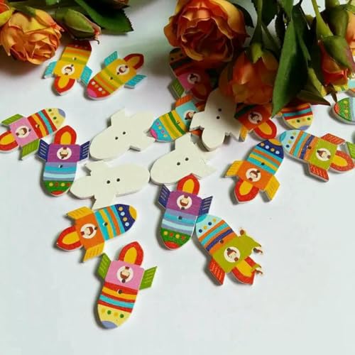 30 Stück gemischte Stil Kinderknopf DIY handgefertigte dekorative Schnalle Cartoon Holzknöpfe Holz Nähknopf-Stil 6 von LNHBZ