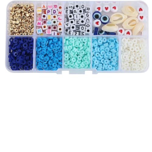 4,0 mm Polymer Clay & Alphabet-Perlen-Set, 10 Gitter, 1350 Stück/Box mit Zubehör, DIY-Schmuckherstellung für Armband-Halsketten-Bastelarbeiten-04-4,0 mm, ca. 1350 Stück 4,0 mm Polymer Clay & Alphabet-Perlen-Set, 10 Gitter, 1350 Stück/Box mit Zubehör, DIY-Schmuckherstellung für Armband-Halsketten-Bastelarbeiten-04-4,0 mm, ca. 1350 Stück von LNHBZ