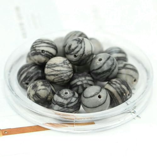 4/6/8/10 mm natürliche runde Tigerauge-Lava-Türkis-Achat-lose Steinperlen für die Schmuckherstellung, DIY-Armband, Halskettenzubehör – Picasso-Jaspis – 8 mm (30 Stück) von LNHBZ