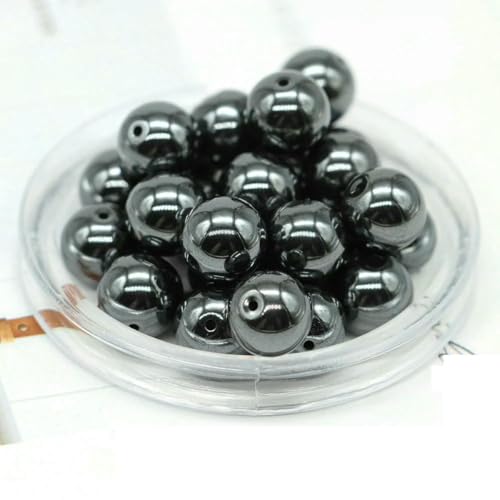 4/6/8/10 mm natürliche runde Tigerauge-Lava-Türkis-Achat-lose Steinperlen für die Schmuckherstellung, DIY-Armband-Halskettenzubehör – Hämatit – 10 mm (20 Stück) von LNHBZ