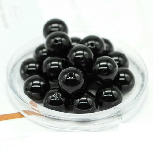 4/6/8/10 mm natürliche runde Tigerauge-Lava-Türkis-Achat-lose Steinperlen für die Schmuckherstellung, DIY-Armband-Halskettenzubehör – Schwarzer Onyx – 8 mm (30 Stück) von LNHBZ
