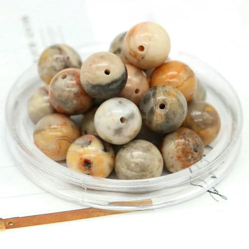 4/6/8/10 mm natürliche runde Tigerauge-Lava-Türkis-Achat-lose Steinperlen für die Schmuckherstellung, DIY-Armband-Halskettenzubehör – verrückter Achat – 10 mm (20 Stück) von LNHBZ