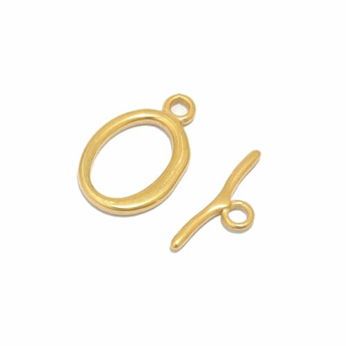 4 Sets Edelstahl-Knebelverschlüsse mit goldenen Ösen für die Herstellung von DIY-Schmuck, Halsketten, Verbindungsstücke, Armbänder, Haken, Zubehör – Gold 1 von LNHBZ
