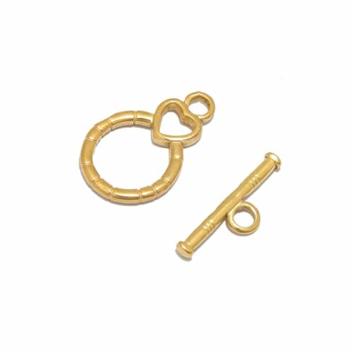 4 Sets Edelstahl-Knebelverschlüsse mit goldenen Ösen für die Herstellung von DIY-Schmuck, Halsketten, Verbindungsstücke, Verschlüsse, Armbänder, Haken, Zubehör, Gold 2 von LNHBZ