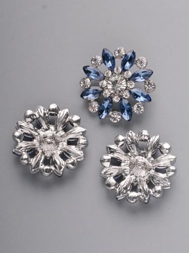 4 Stück/Beutel mit luxuriösen, ausgehöhlten Strasssteinen in Blumenform, Metallknöpfe, Kleidungstaschen, Schuhe, Hüte, Schmuckzubehör - Blau 1-29 mm - 4 Stück von LNHBZ