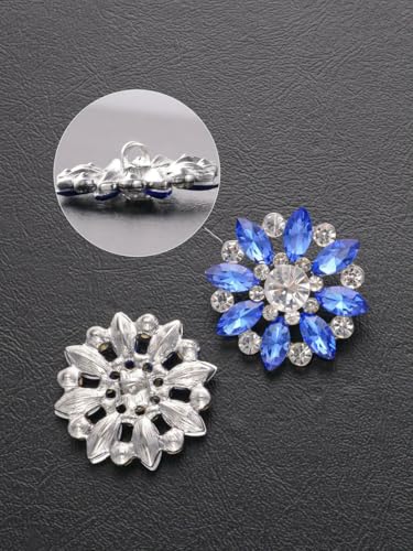 4 Stück/Beutel mit luxuriösen, ausgehöhlten Strasssteinen in Blumenform, Metallknöpfe, Kleidungstaschen, Schuhe, Hüte, Schmuckzubehör-Blau-16mm-4St von LNHBZ