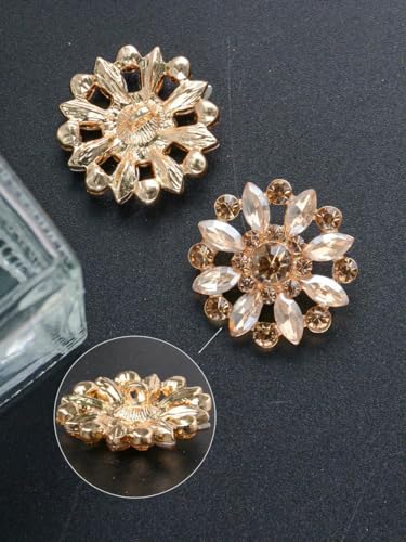 4 Stück/Beutel mit luxuriösen, ausgehöhlten Strasssteinen in Blumenform, Metallknöpfe, Kleidungstaschen, Schuhe, Hüte, Schmuckzubehör-Gelb-19 mm-4 Stück von LNHBZ