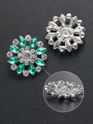 4 Stück/Beutel mit luxuriösen, ausgehöhlten Strasssteinen in Blumenform, Metallknöpfe, Kleidungstaschen, Schuhe, Hüte, Schmuckzubehör-Grün-16mm-4St von LNHBZ