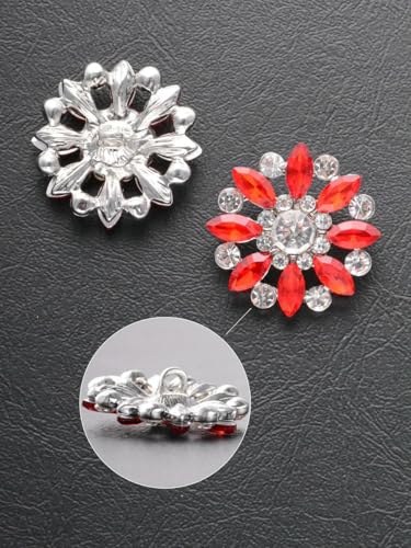 4 Stück/Beutel mit luxuriösen, ausgehöhlten Strasssteinen in Blumenform, Metallknöpfe, Kleidungstaschen, Schuhe, Hüte, Schmuckzubehör-Rot-19 mm-4 Stück von LNHBZ